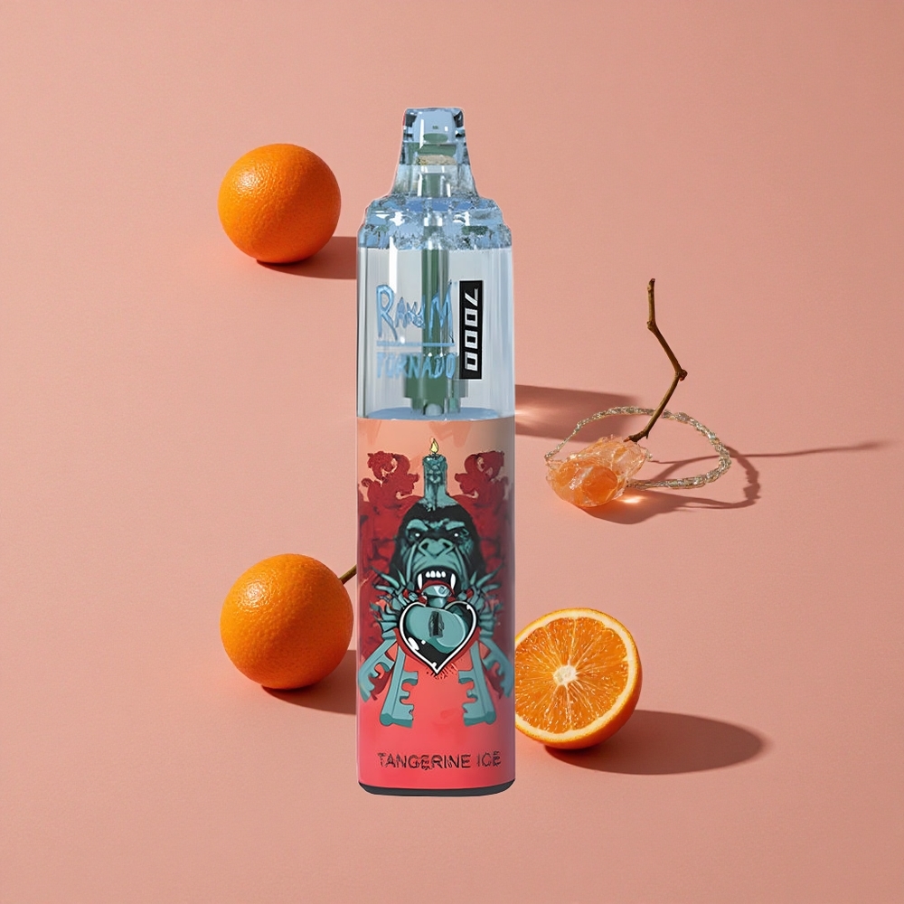 RandM Fumot Tornado 7000 Puffs E-liquide 14 ML Glace Tangerine Batterie 850 MAH