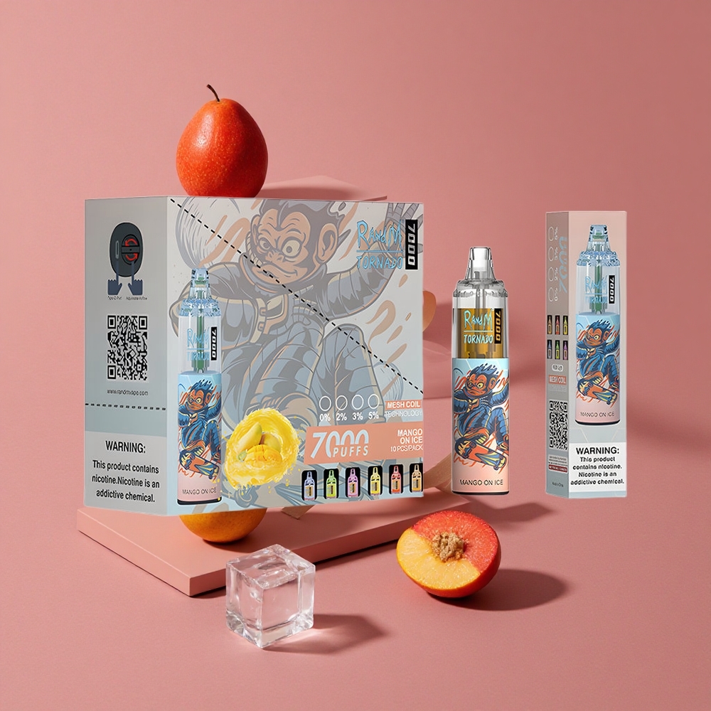 RandM Fumot Tornado 7000 Puffs Mangue Glacée 14 ML E-liquide Air-Adjustable