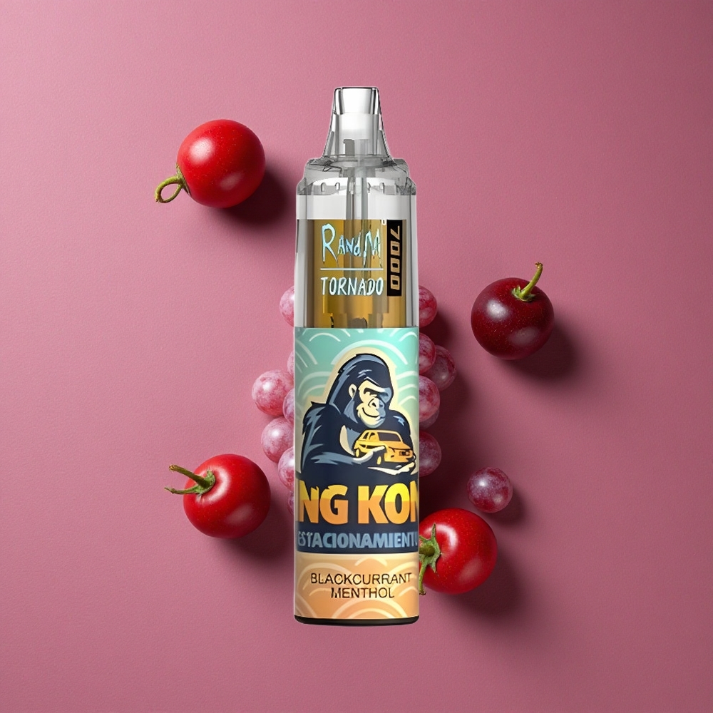 RandM Fumot Tornado 7000 Puffs Vape Disposable Blackcurrant Menthol 14ML E-liquide et Air-Adjustable