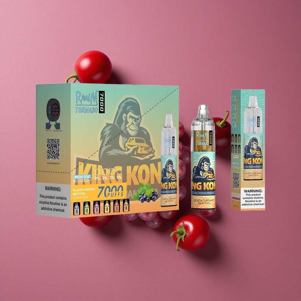RandM Fumot Tornado 7000 Puffs Vape Disposable Blackcurrant Menthol 14ML E-liquide et Air-Adjustable