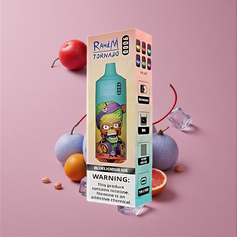 RandM Fumot Tornado 9000 Puffs Bluelicious Glace Affichage RGB Élégant et Bobine Mesh