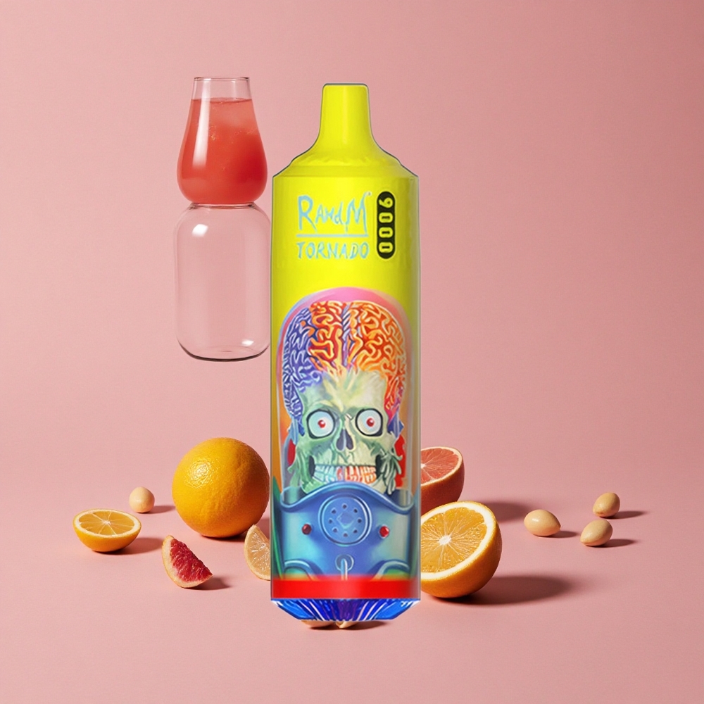 RandM Fumot Tornado 9000 Puffs Citron Rose Électrique Affichage RGB