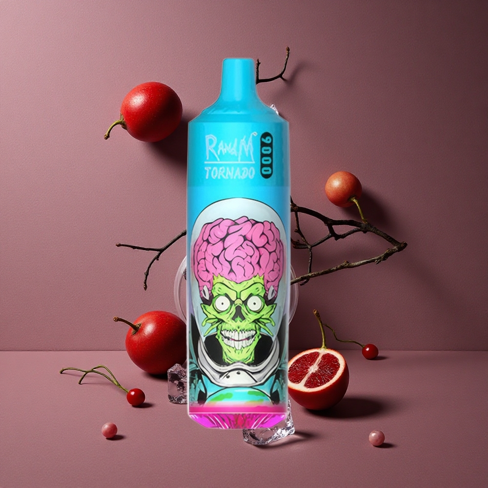 RandM Fumot Tornado 9000 Puffs Dragon Noir Glacé - 18 mL & Affichage RGB Élégant