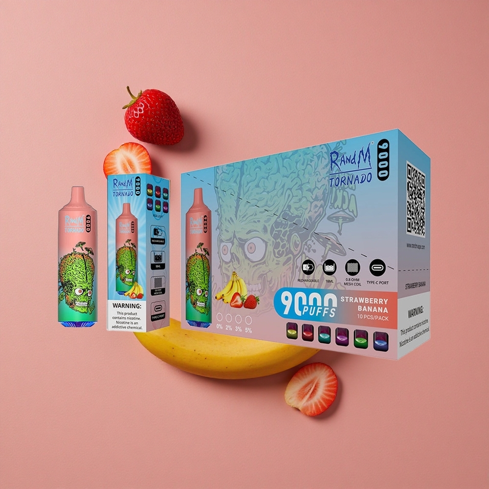 RandM Fumot Tornado 9000 Puffs Fraise Banane 18 mL Affichage RGB