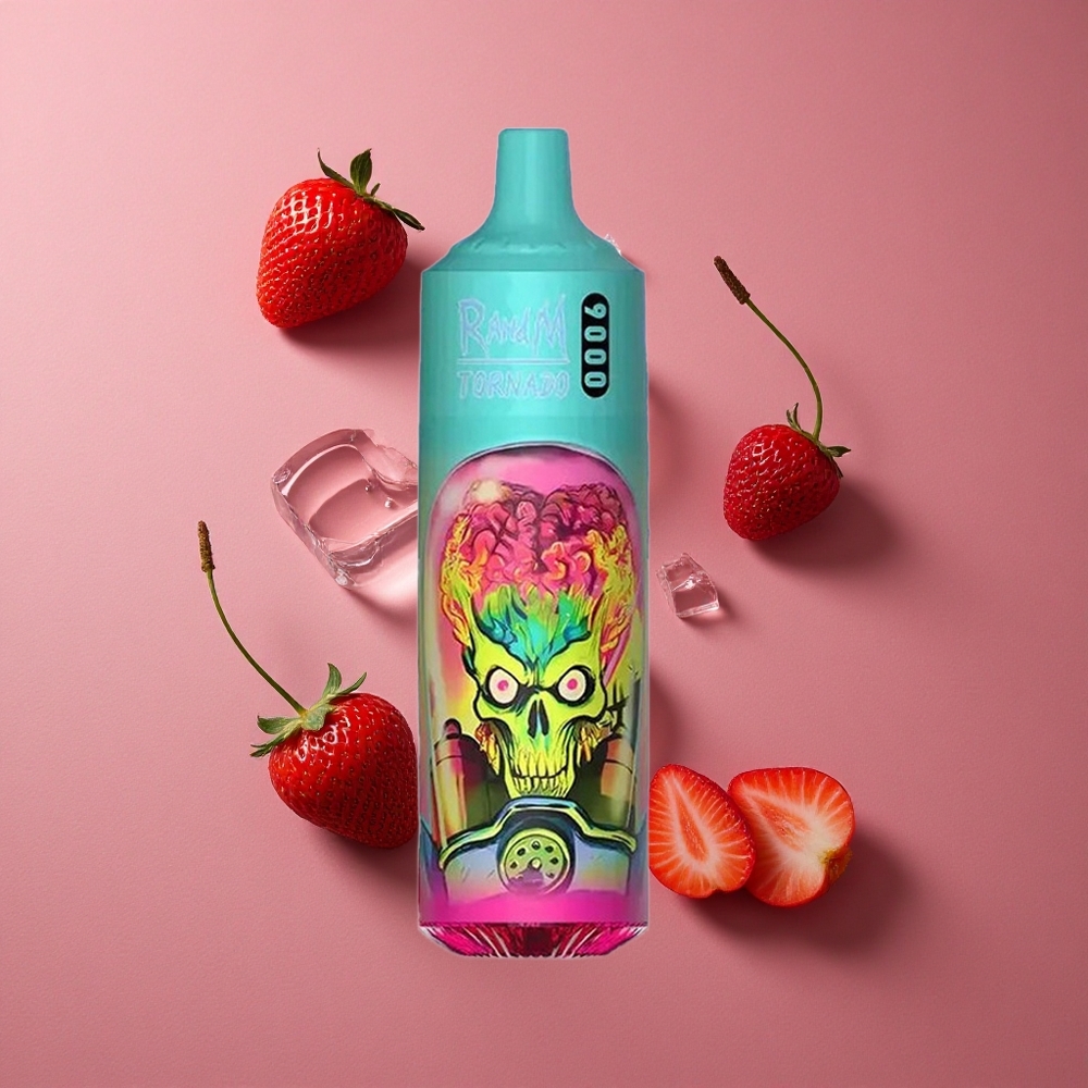 RandM Fumot Tornado 9000 Puffs Fraise Framboise Cerise Glace - 18 mL & Affichage RGB Élégant