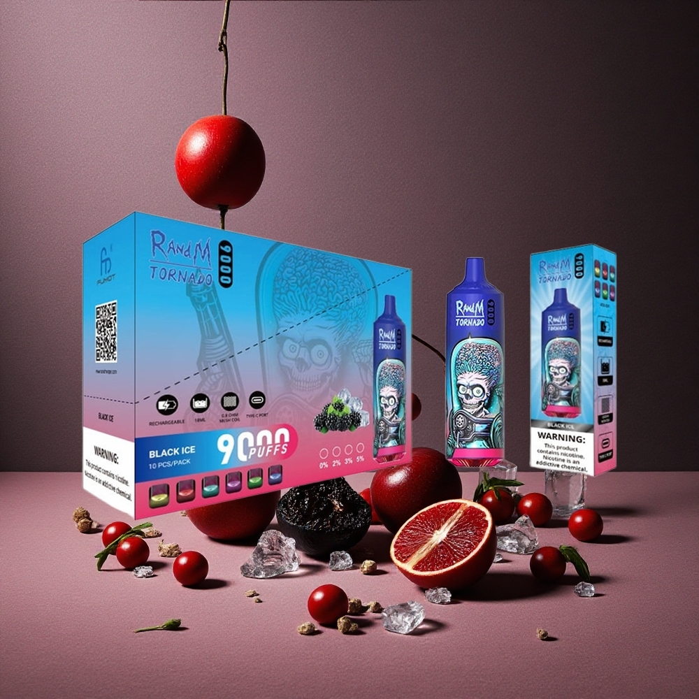 RandM Fumot Tornado 9000 Puffs Glace Noire 18 mL Affichage RGB