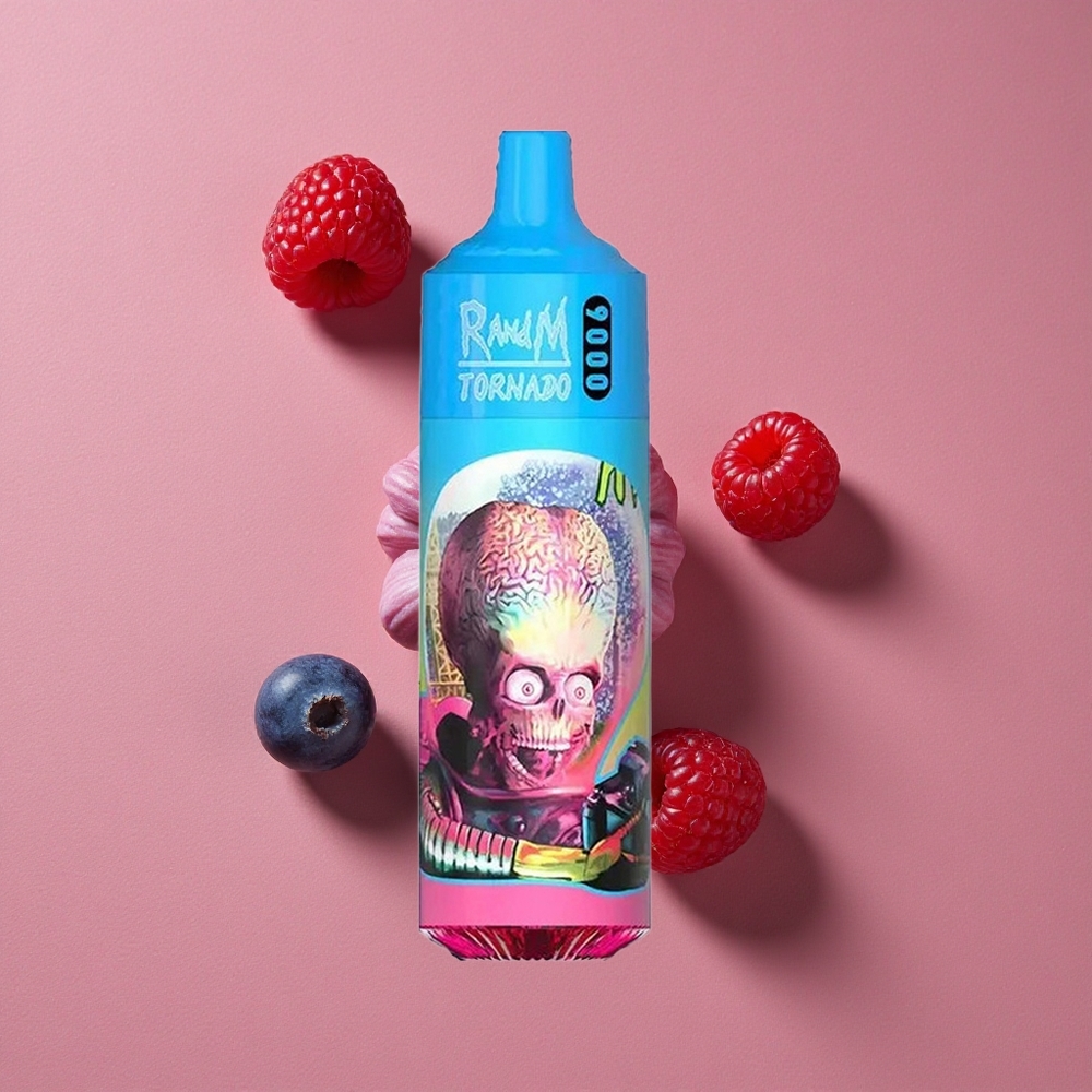 RandM Fumot Tornado 9000 Puffs Myrtille Aigre-Framboise Affichage RGB et Bobine Mesh