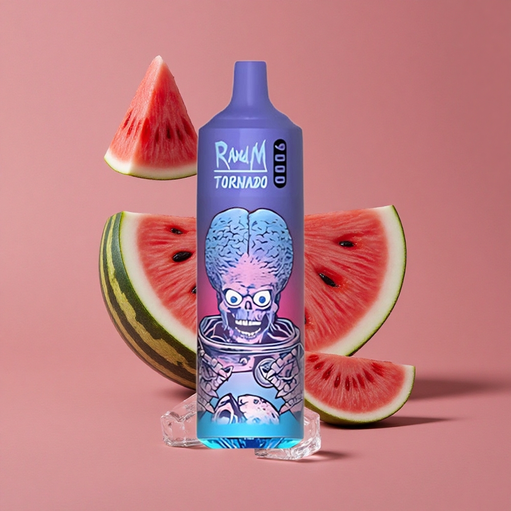 RandM Fumot Tornado 9000 Puffs Pastèque Brazz Glace avec 18 mL E-liquide et 54 Saveurs