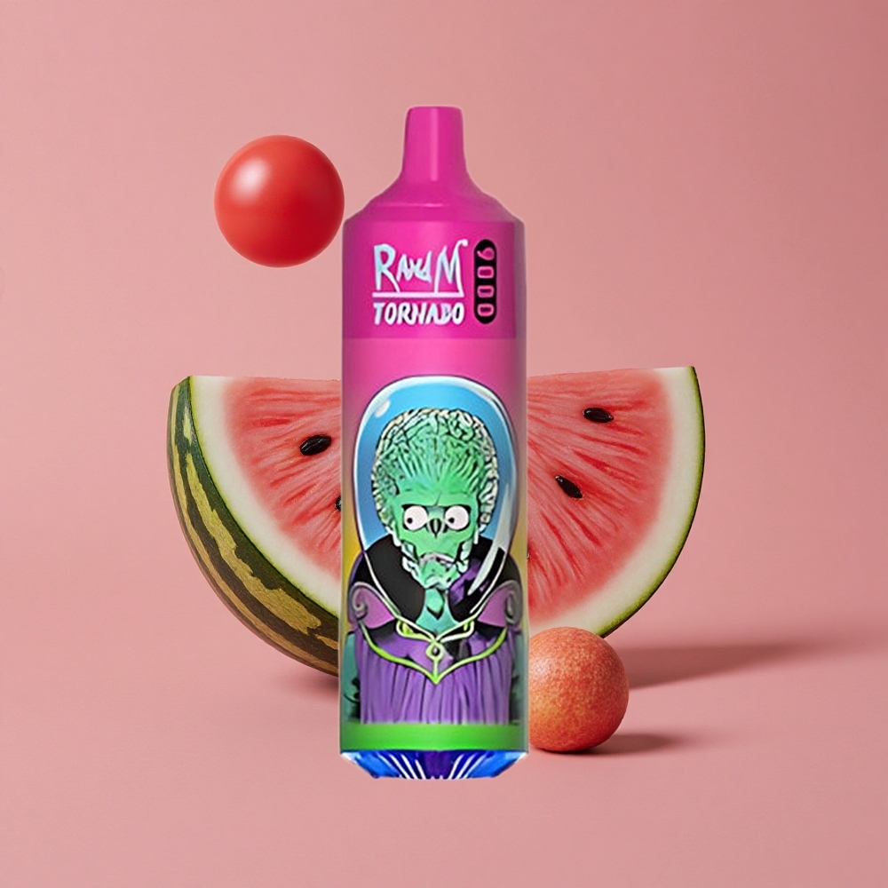 RandM Fumot Tornado 9000 Puffs Pastèque Gomme Bulle 18 mL Écran RGB