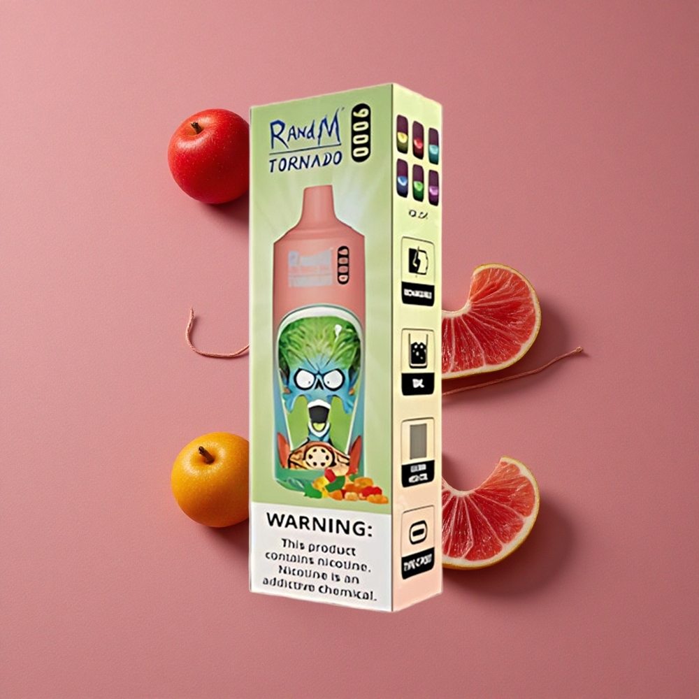 RandM Fumot Tornado 9000 Puffs Vape Jetable Bonbon Gélifié avec Affichage RGB et Batterie Rechargeable 850 mAh