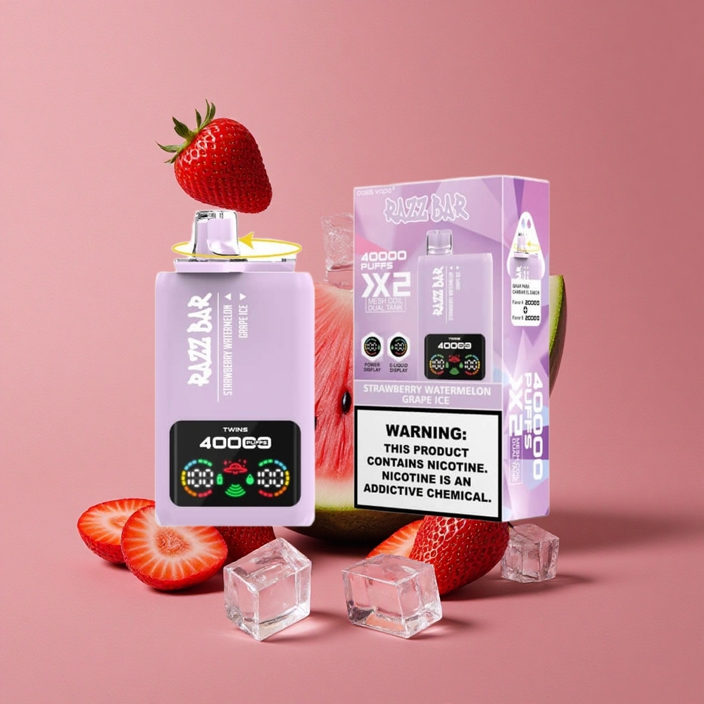 Razz Bar 40000 Puffs Affichage Écran Puissant Fraise Pastèque_Raisin Glacé