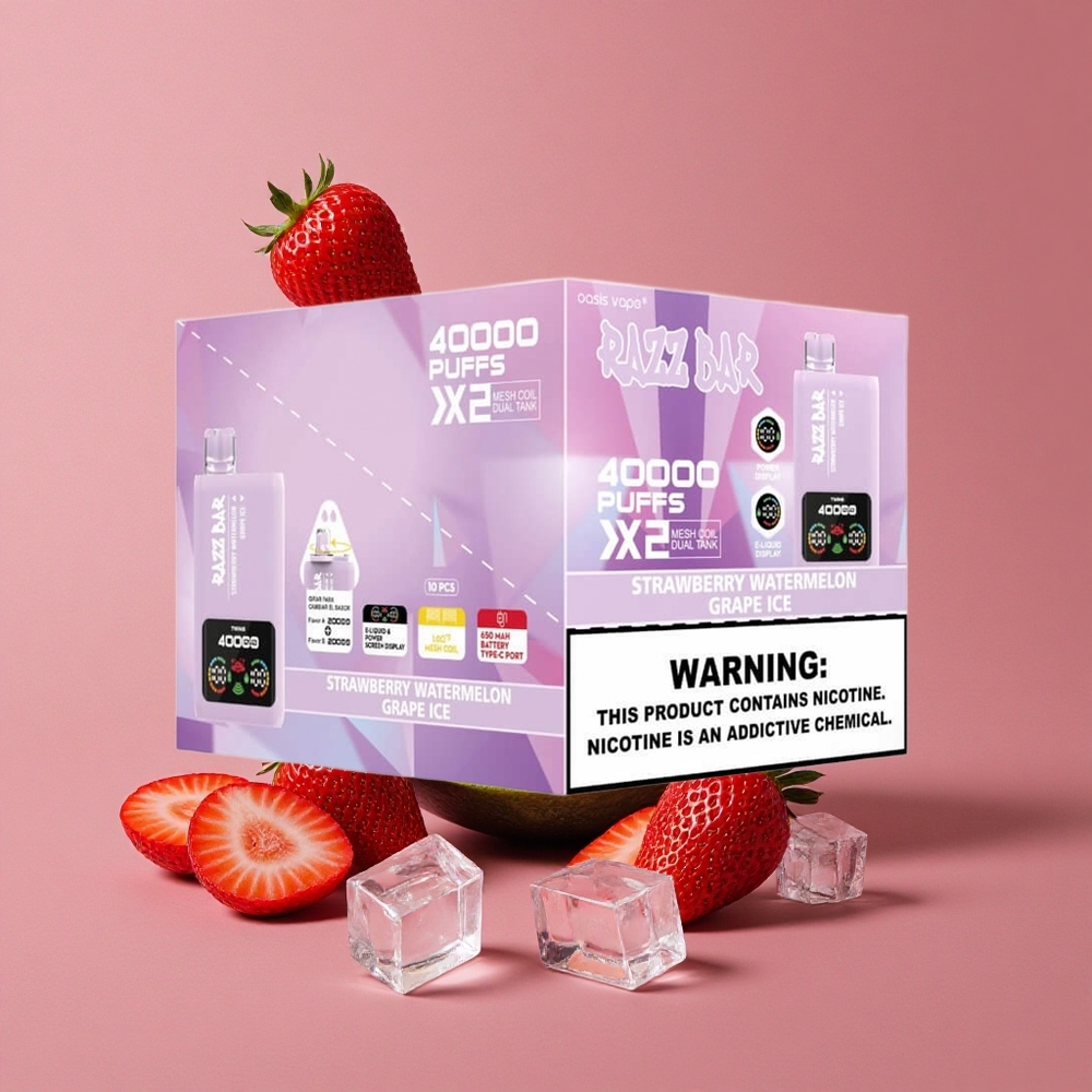 Razz Bar 40000 Puffs Affichage Écran Puissant Fraise Pastèque_Raisin Glacé