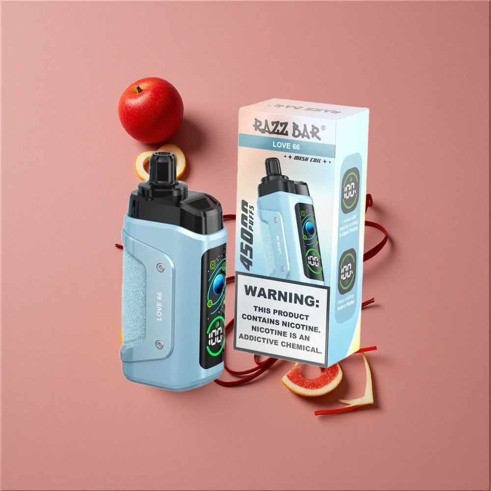 Razz Bar 45000 Puffs Amour 66 Vape Jetable Coïl Mesh 1.0 Ohm Batterie 650 Mah