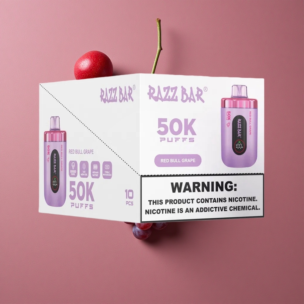 Razz Bar 50K Puffs Vape Jetable Red Bull Raisin et Framboise jusqu\'à 50000 Puffs 2% Nicotine