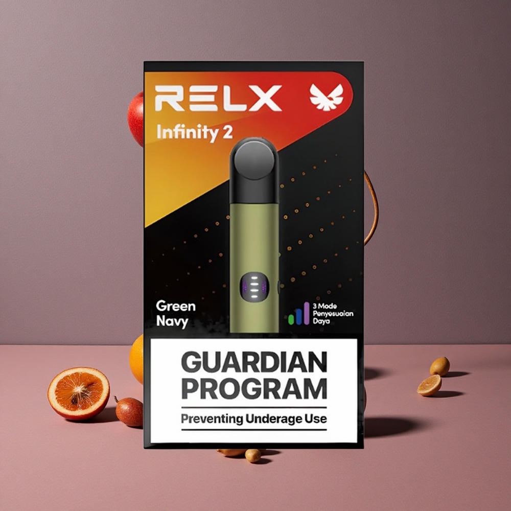 RELX Infinity 2 600-650 bouffées Vertmarine Capacité de la cartouche : 1,9 ml Port de charge : USB Type-C