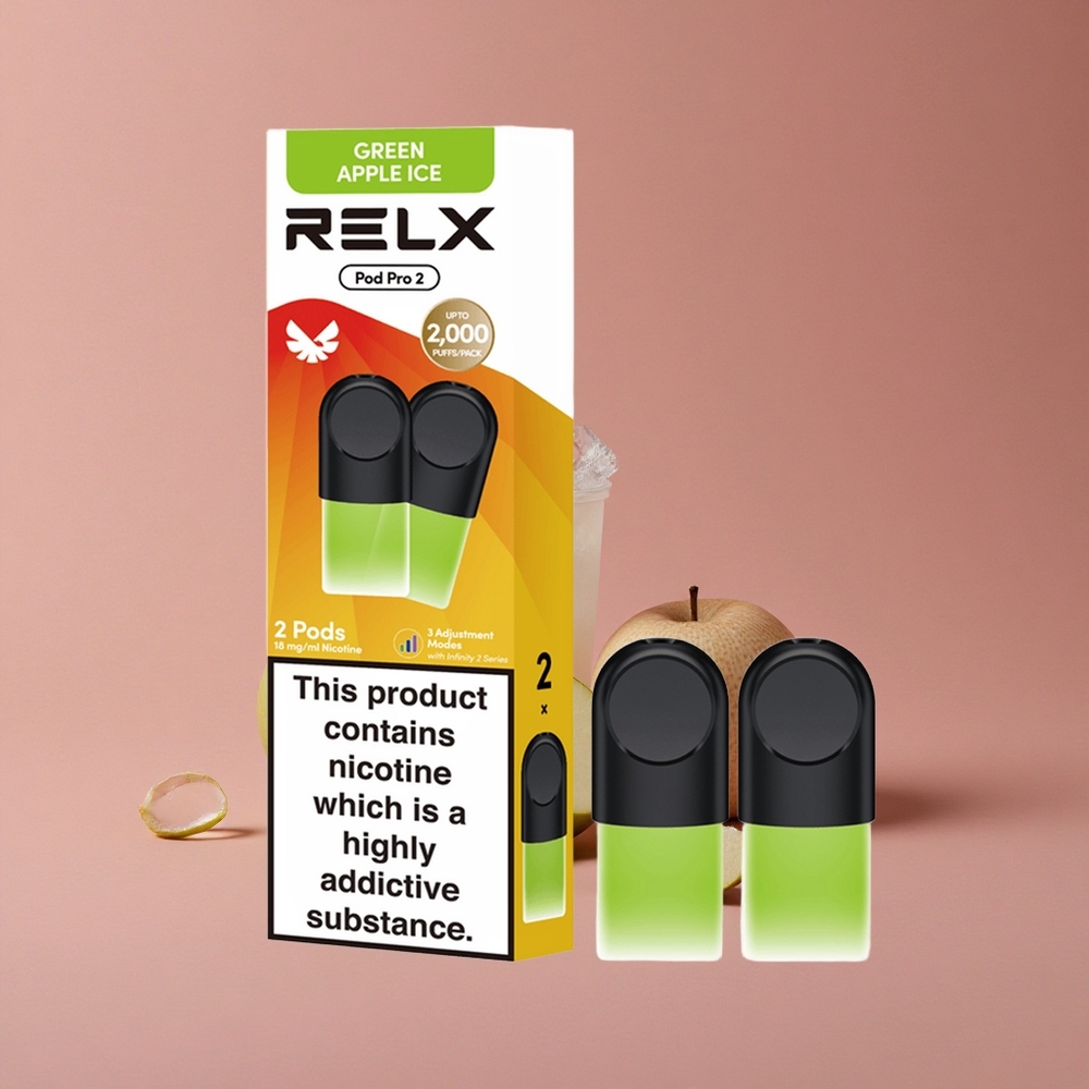 RELX Pod Pro 2 600 Puffs Pomme Verte Glacée 1,9ml/5,5W-8W
