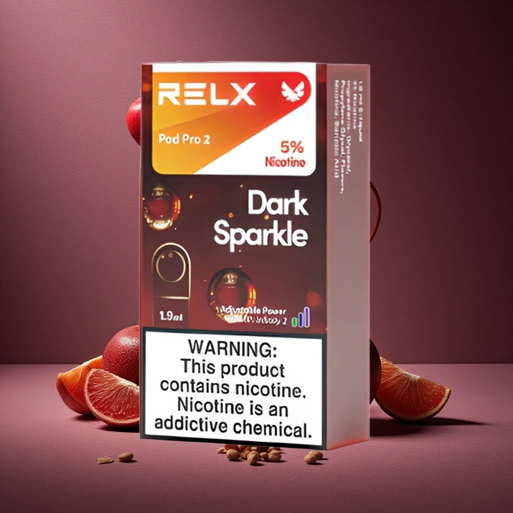 RELX Pod Pro 2 600 Puffs Étincelle Sombre Contenu en Nicotine : 5% Capacité de la cartouche : 1,9ml