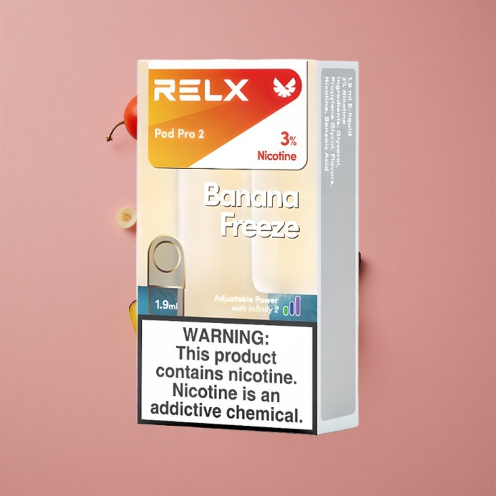 RELX Pod Pro 2 600 bouffées Banane Glacée 1,9ml Taux de Nicotine : 3%