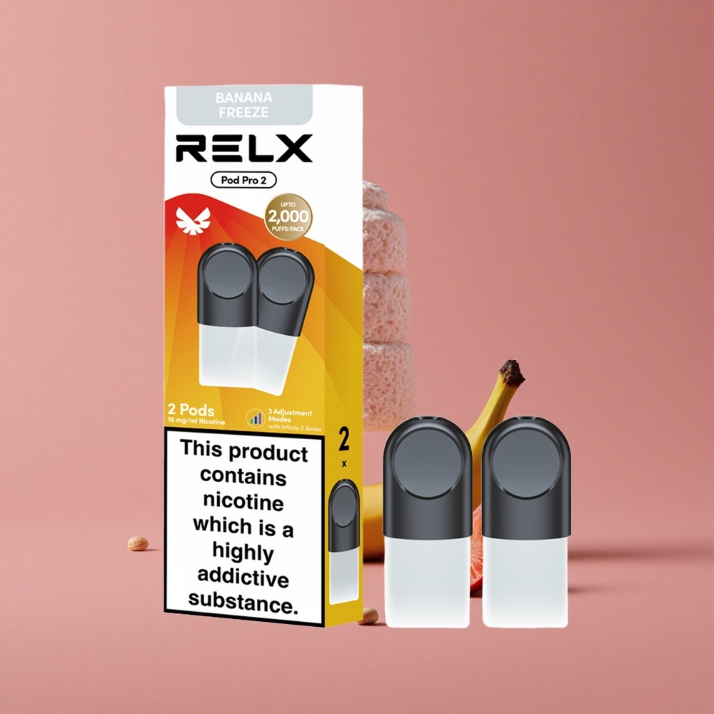 RELX Pod Pro 2 600 bouffées Dessert-Banane Glacée 1,9ml 3 ajustements de tension