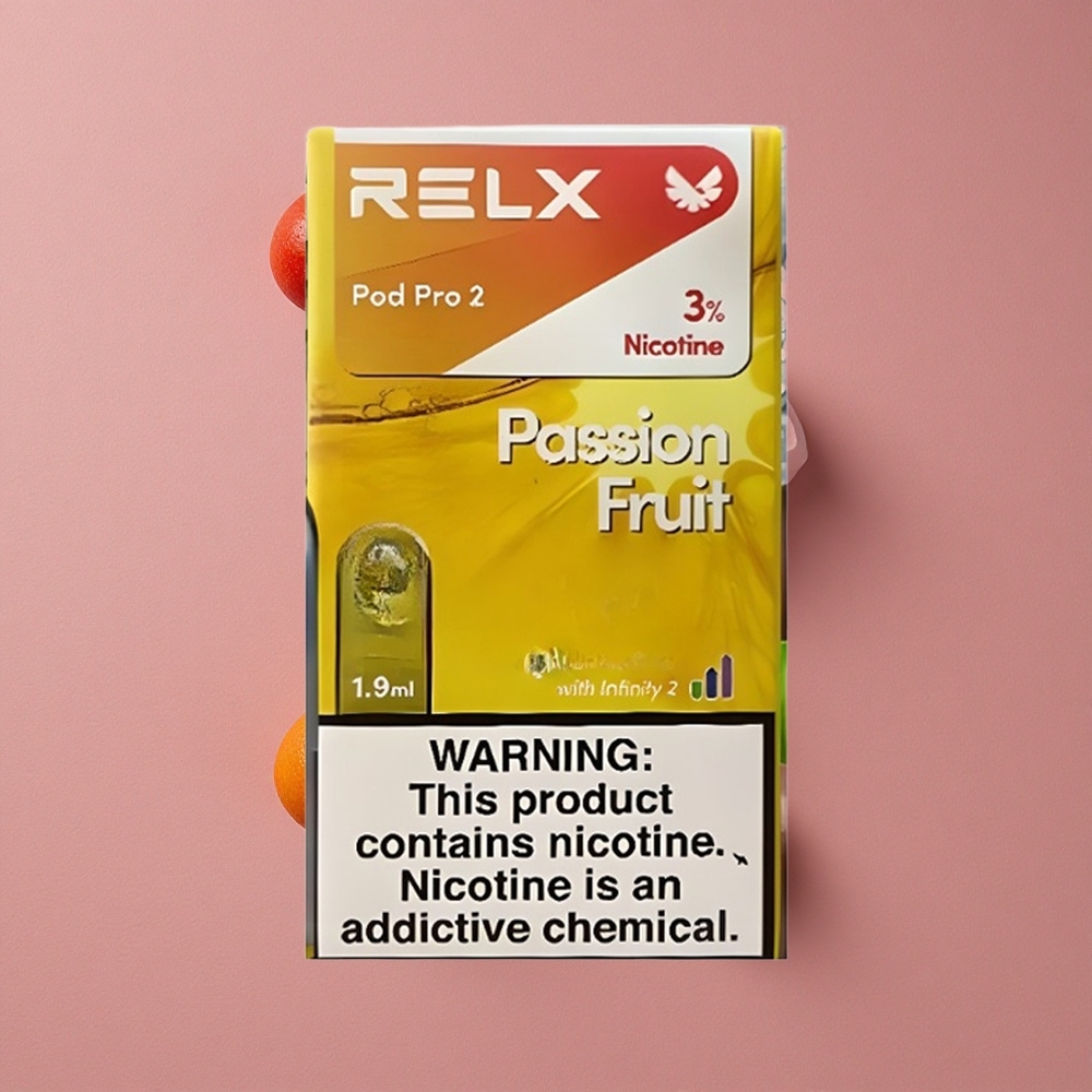 RELX Pod Pro 2 600 bouffées Fruit de la Passion Nicotine Contient:3% Capacité de Vape:1.9ml