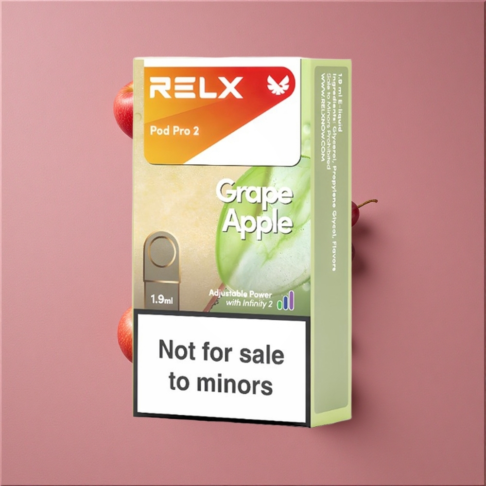 RELX Pod Pro 2 600 bouffées Raisin Pomme Sans nicotine 1,9ml