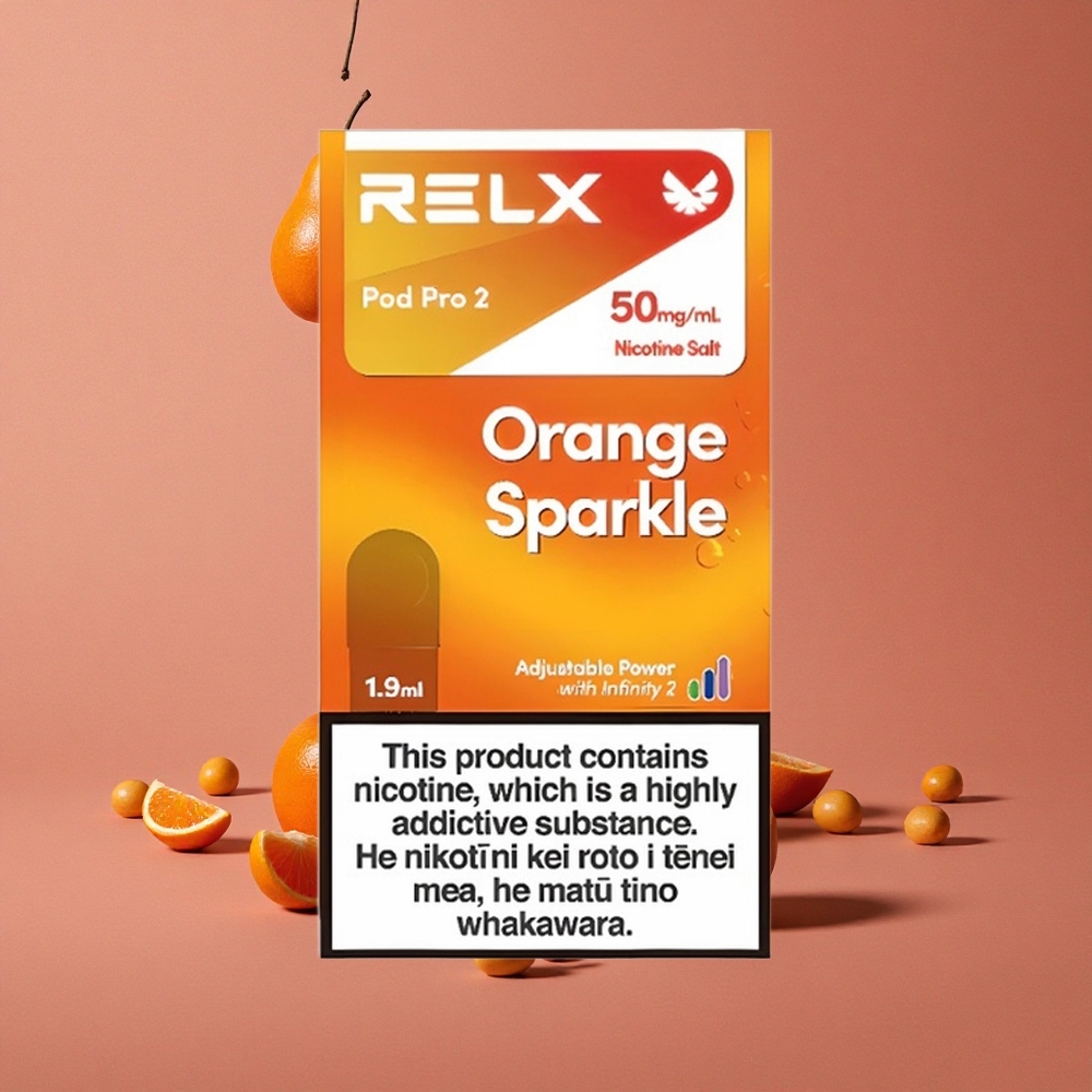 RELX Pod Pro 2 600 bouffées Étincelle Orange Capacité : 1,9ml Mode Eco (5,5W)