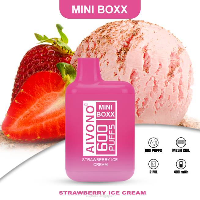 Aivono AIM MINI BOXX 600 glace à la fraise - VBRB232 Cigarette Electronique Jetable