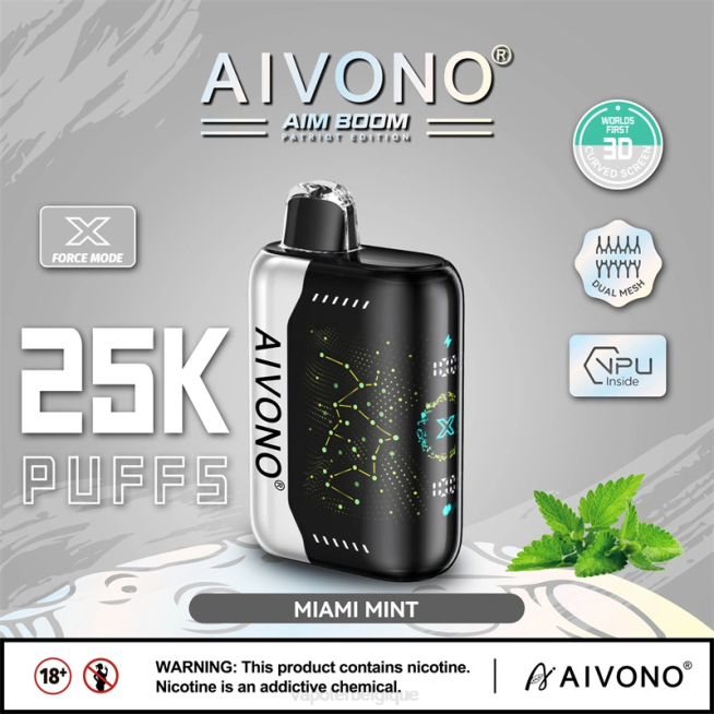 Aivono AIM BOOM 25000 menthe de Miami - VBRB349 Cigarette Electronique Jetable