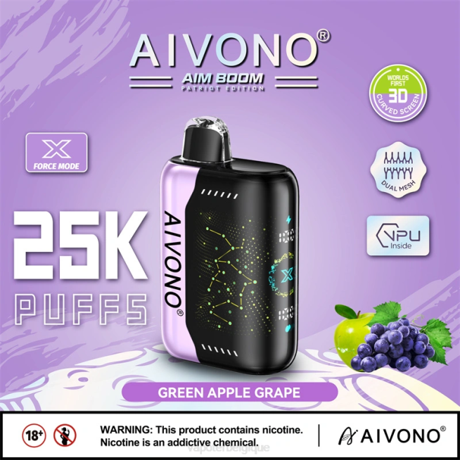 Aivono AIM BOOM 25000 raisin pomme verte - VBRB346 Grossiste Vape En Ligne