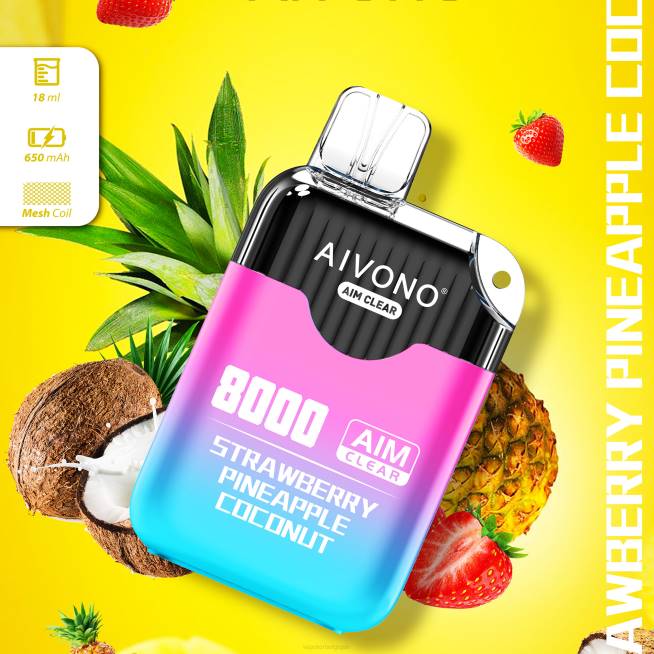 Aivono AIM CLEAR 8000 fraise ananas noix de coco - VBRB207 Cigarette Electronique Bruxelles