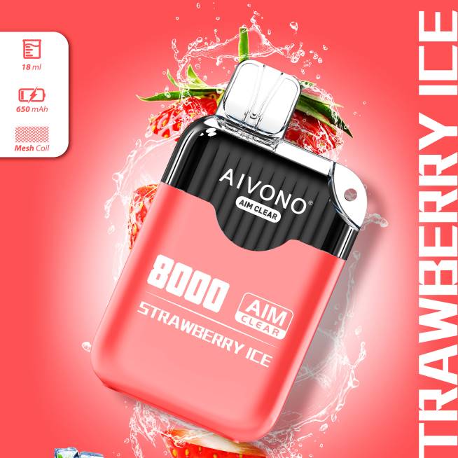 Aivono AIM CLEAR 8000 glace à la fraise - VBRB205 Cigarette Electronique Jetable