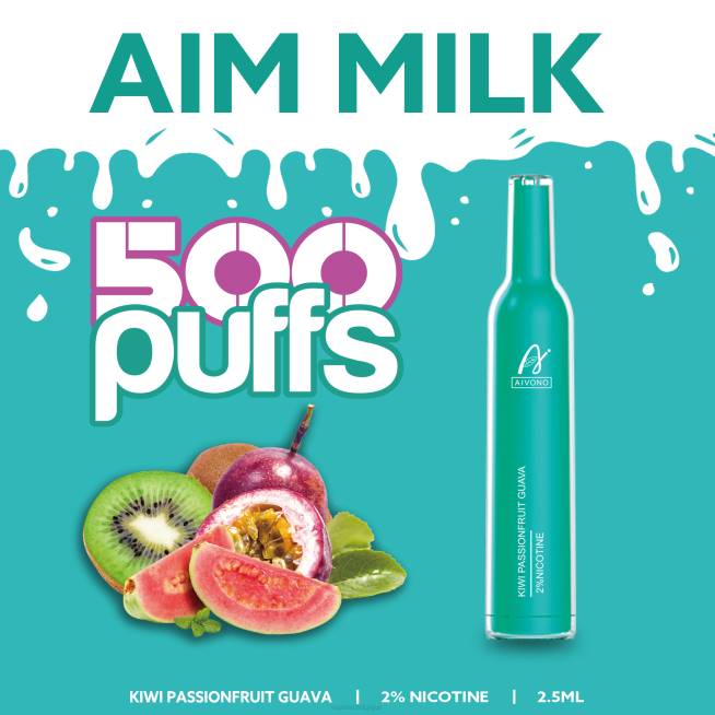Aivono AIM MILK 500 kiwi, fruit de la passion, goyave - VBRB272 Vapoter Belgique