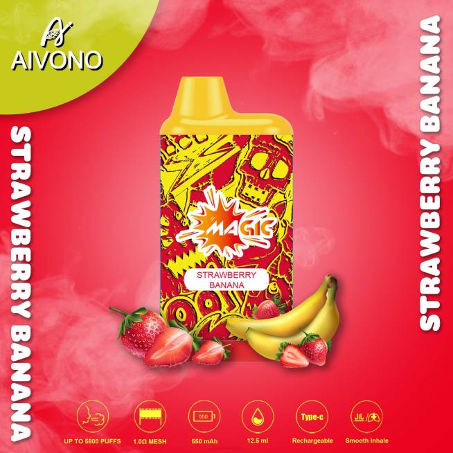 Aivono AIM MAGIC cigarette de boîte de 5800 bouches fraise banane - VBRB93 Vape Grossiste