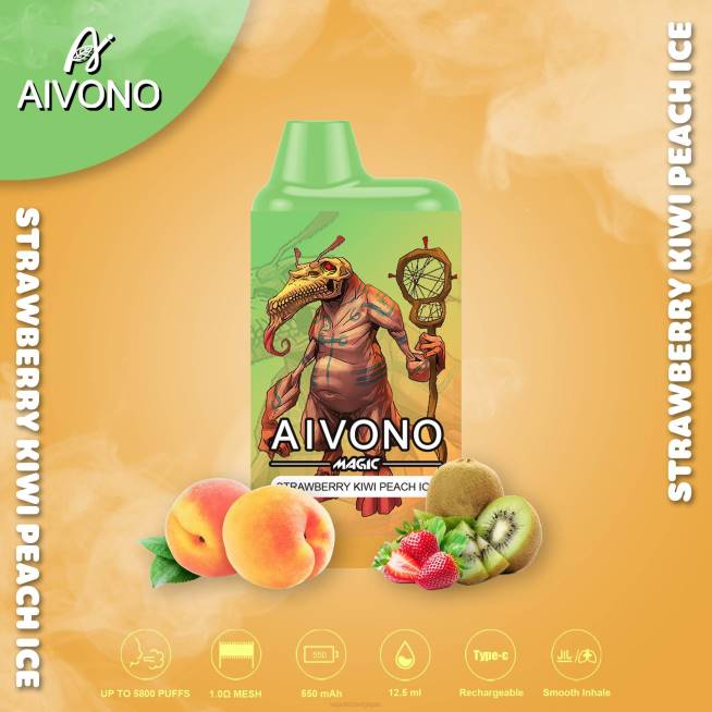 Aivono AIM MAGIC cigarette de boîte de 5800 bouches glace à la pêche, fraise, kiwi - VBRB96 Grossiste Vape Jetable