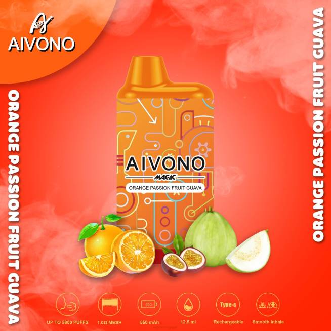 Aivono AIM MAGIC cigarette de boîte de 5800 bouches goyave orange fruit de la passion - VBRB90 Cigarette Electronique Bruxelles
