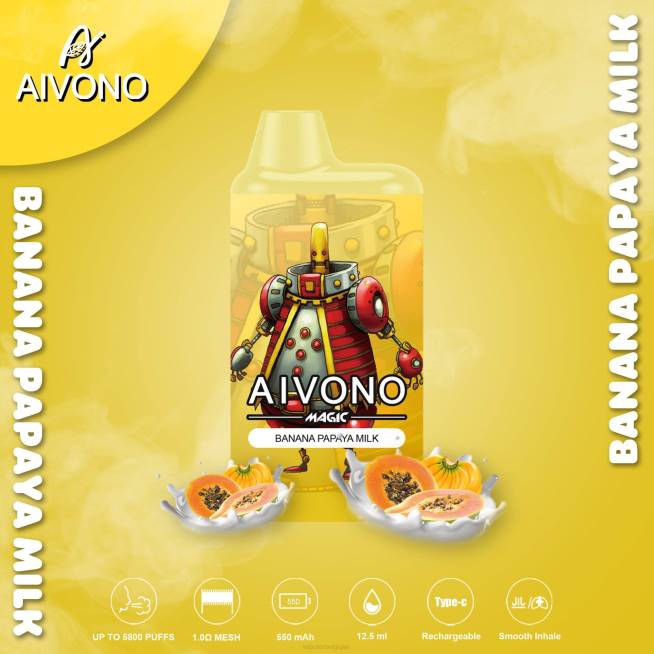 Aivono AIM MAGIC cigarette de boîte de 5800 bouches lait de banane et de papaye - VBRB94 Grossiste Vape En Ligne