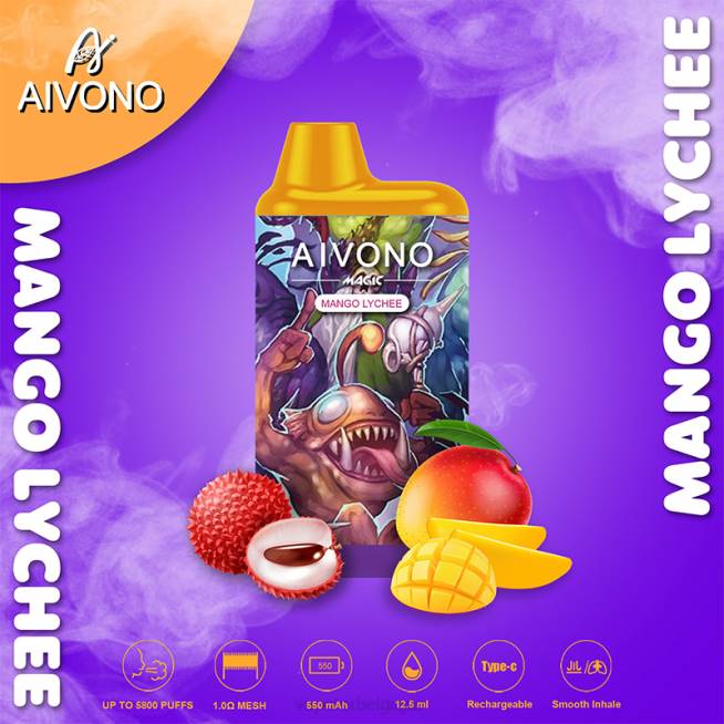 Aivono AIM MAGIC cigarette de boîte de 5800 bouches litchi mangue - VBRB98 Cigarette Electronique Belgique