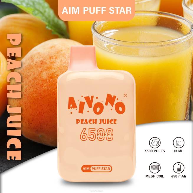 Aivono AIM PUFF STAR 6500 jus de pêche - VBRB289 Vape En Gros