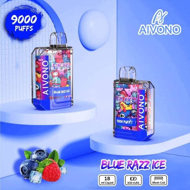 Aivono AIM XXL Autocollant bouche 9000 transparent glace bleue - VBRB54 Cigarette Electronique Bruxelles