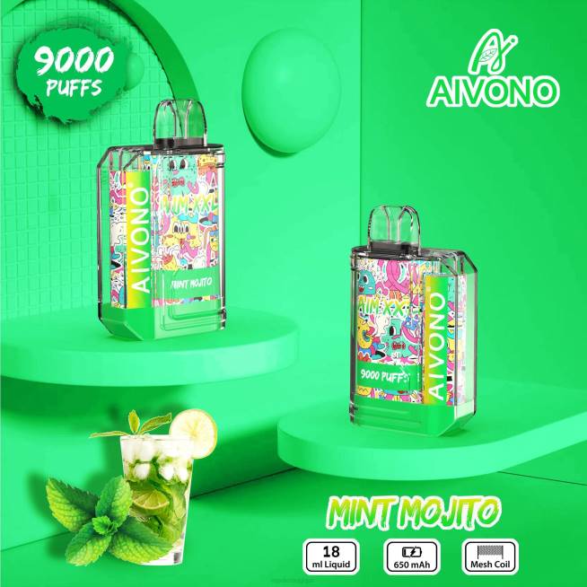 Aivono AIM XXL Autocollant bouche 9000 transparent mojito à la menthe - VBRB55 Vape En Gros