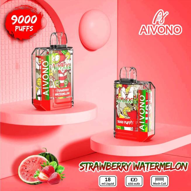 Aivono AIM XXL Autocollant bouche 9000 transparent pastèque fraise - VBRB53 Cigarette Electronique Belgique