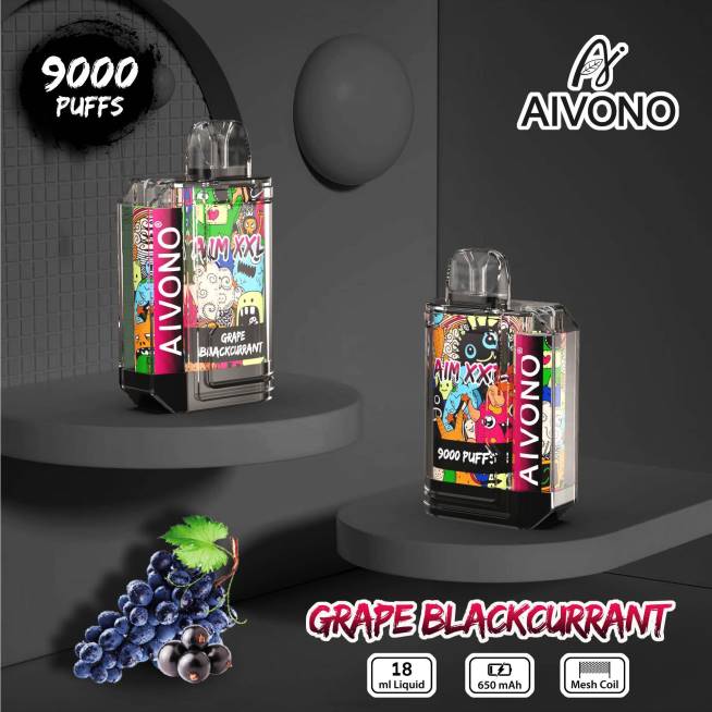 Aivono AIM XXL Autocollant bouche 9000 transparent raisin cassis - VBRB56 Vapoter Belgique