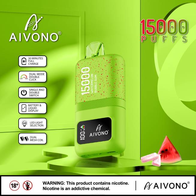 Aivono AIM magic 15000 bubble-gum à la pastèque - VBRB65 Vapoter Belgique