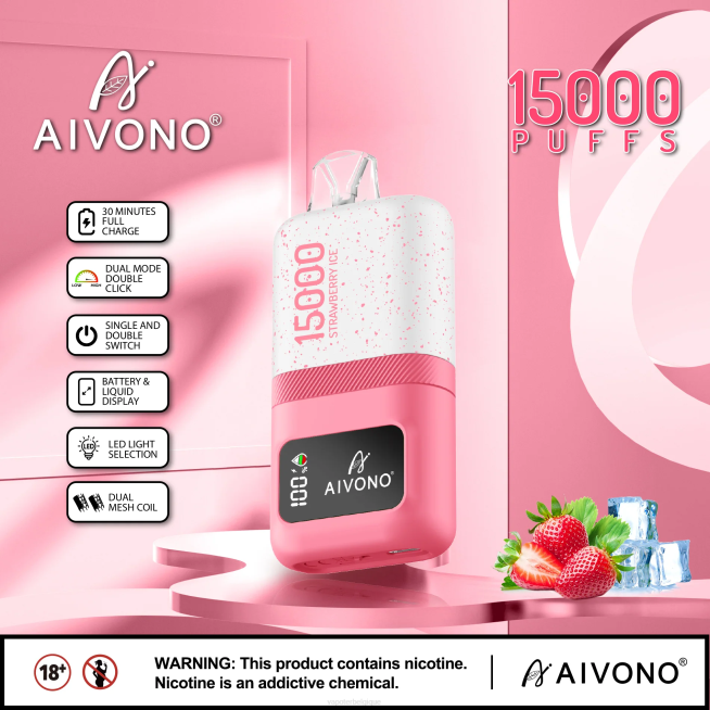Aivono AIM magic 15000 glace à la fraise - VBRB71 Cigarette Electronique Belgique