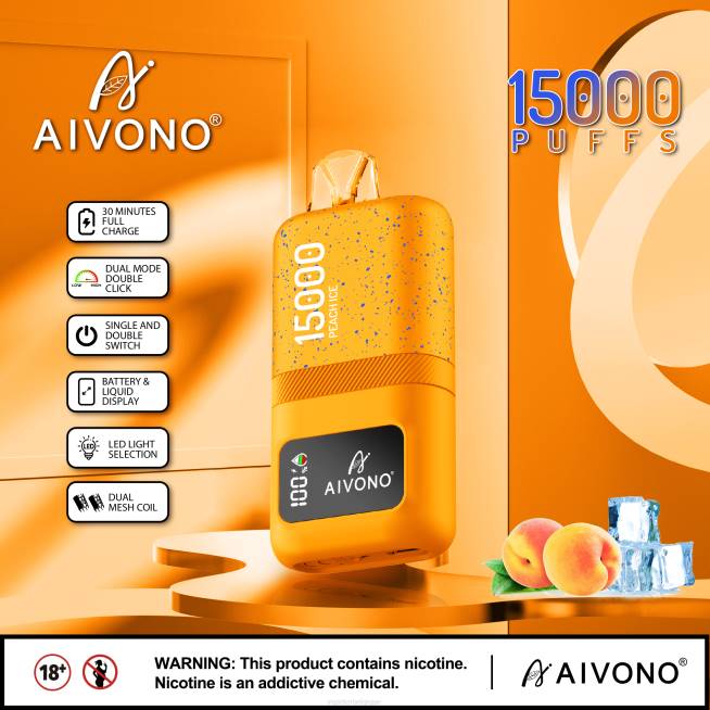 Aivono AIM magic 15000 glace à la pêche - VBRB59 Cigarette Electronique Grossiste