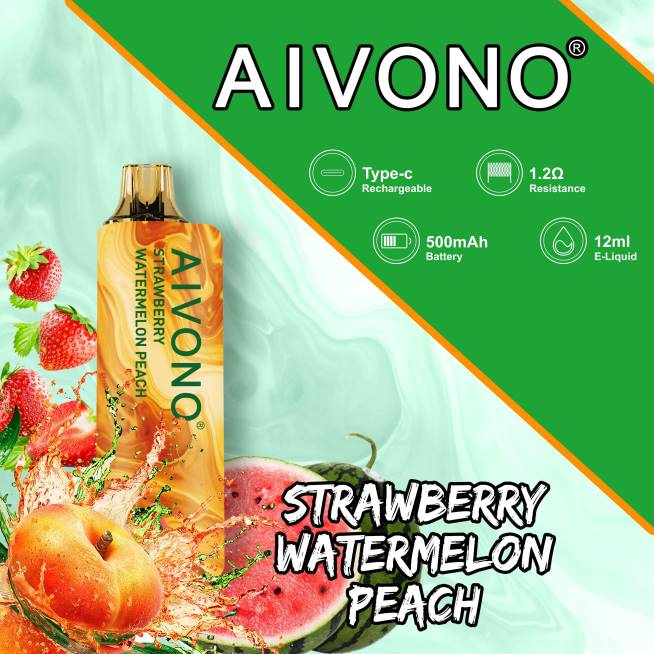 Aivono AIM GUN 7000 pêche pastèque fraise - VBRB108 Cigarette Electronique Bruxelles