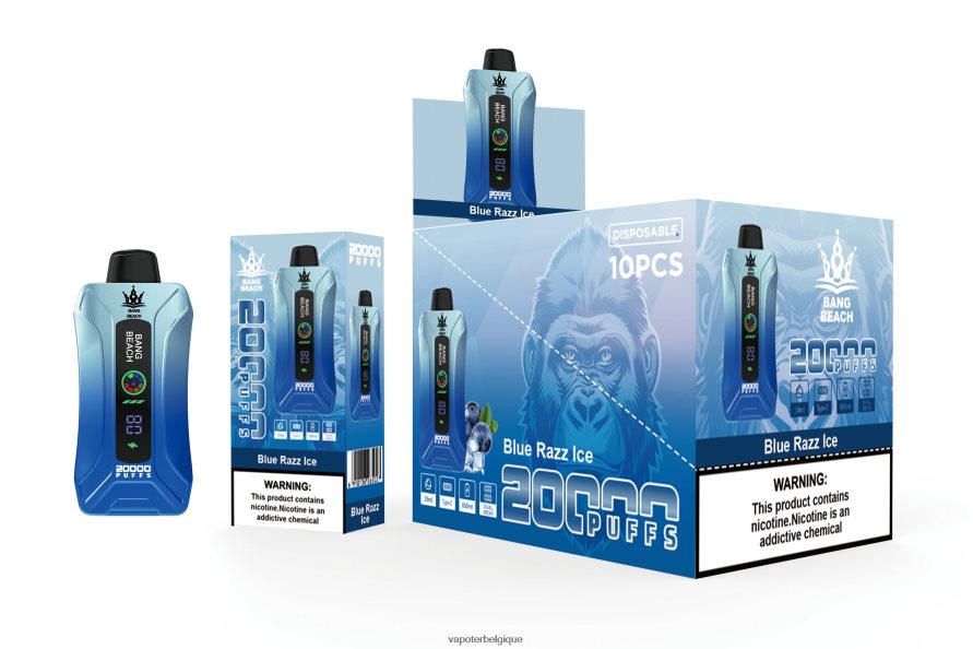 Bang Beach Vape à écran intelligent de 20 000 bouffées TTX60411 - Grossiste Vape En Ligne glace bleue