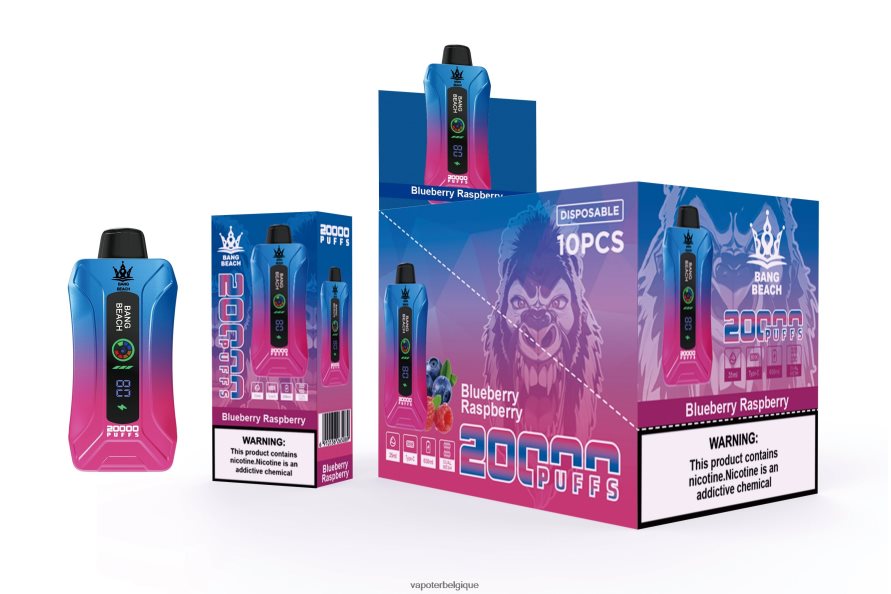 Bang Beach Vape à écran intelligent de 20 000 bouffées TTX60412 - Cigarette Electronique Grossiste myrtille framboise
