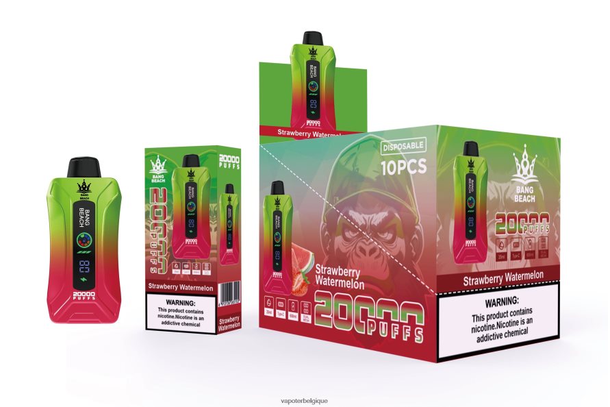 Bang Beach Vape à écran intelligent de 20 000 bouffées TTX6043 - Vape Grossiste pastèque fraise