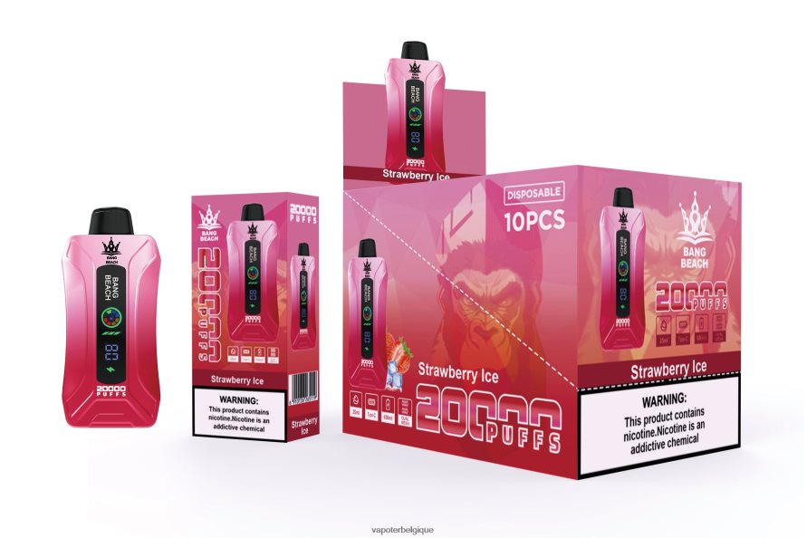 Bang Beach Vape à écran intelligent de 20 000 bouffées TTX6046 - Grossiste Vape Jetable glace à la fraise